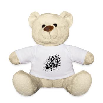 Fliegende Musik Noten schwebende Notenschlüssel - Teddy - Weiß - Vorne