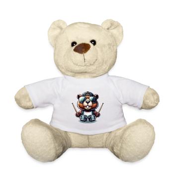Cool Castor Batteur Rock Musique Animal - Nounours - blanc - Devant