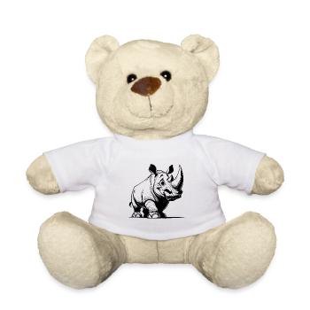 Grinsendes Nashorn Strich Zeichnung Skizze - Teddy - Weiß - Vorne