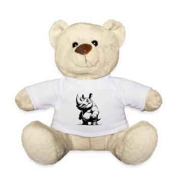 Lustiges Spitzmaulnashorn mit riesigem Horn - Teddy - Weiß - Vorne