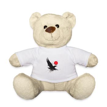 Black Bird Red Sun Silhouette Minimalist Art - Teddy Bear - white - Front