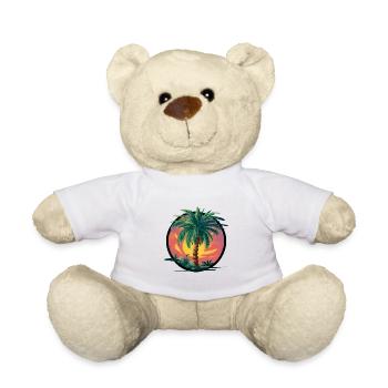 Palmier tropical au coucher du soleil – motif de vacances - Nounours - blanc - Devant