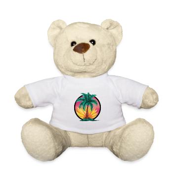 Palmier tropical au coucher du soleil – motif de vacances - Nounours - blanc - Devant