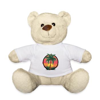 Palmier tropical au coucher du soleil – motif de vacances - Nounours - blanc - Devant