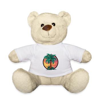 Palmier tropical au coucher du soleil – motif de vacances - Nounours - blanc - Devant