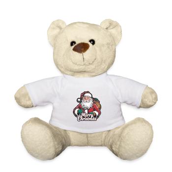 Père Noël – Joyeux Noël Illustration - Nounours - blanc - Devant
