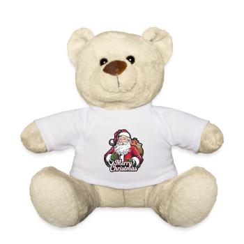 Père Noël – Joyeux Noël Illustration - Nounours - blanc - Devant