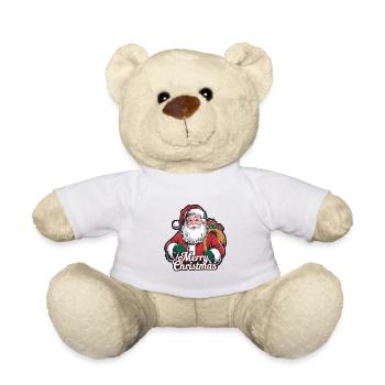 Père Noël – Joyeux Noël Illustration - Nounours - blanc - Devant
