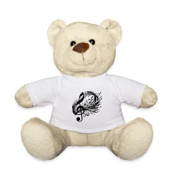 Musik Noten wirbeln mit Notenschlüssel davon - Teddy - Weiß - Vorne