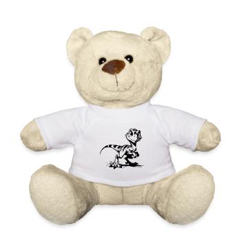Cuddly Raptor Baby Dino Kids Pencil Sketch - Teddy Bear - white - Front