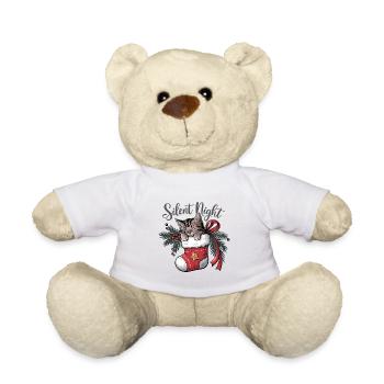 Silent Night – Kitten in Christmas Stocking - Teddy Bear - white - Front