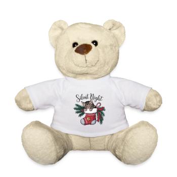 Silent Night – Kitten in Christmas Stocking - Teddy Bear - white - Front