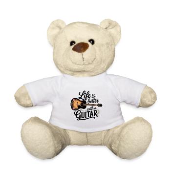 Life is Better with a Guitar – Acoustic Guitar - Teddy Bear - white - Front
