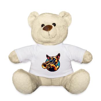 Trompetenspielender Hund Design - Teddy - Weiß - Vorne