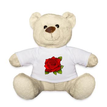 Red rose - Teddy Bear - white - Front