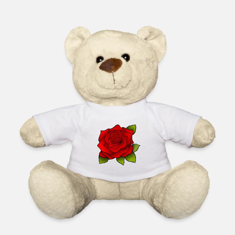 Rose rouge - Nounours - blanc