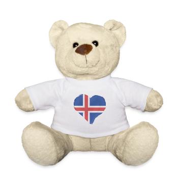 Drapeau de l’Islande Drapeau islandais vintage Look utilisé - Nounours - blanc - Devant