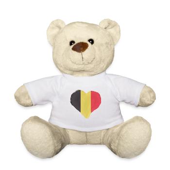 Belgium Flag Vintage Belgian Flag Heart - Teddy Bear - white - Front