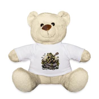 Frosch spielt Gitarre Frösche Kröte Amphibie - Teddy - Weiß - Vorne