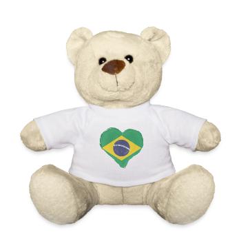 Drapeau Brésil Drapeau brésilien Amérique du Sud - Nounours - blanc - Devant