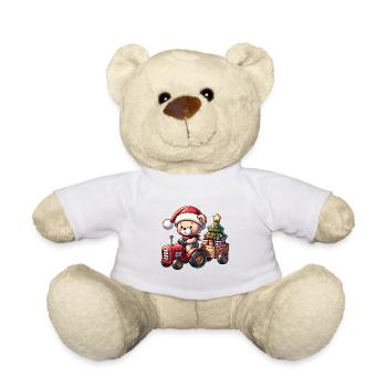 Teddy als Weihnachtsmann mit Traktor - Teddy - Weiß - Vorne