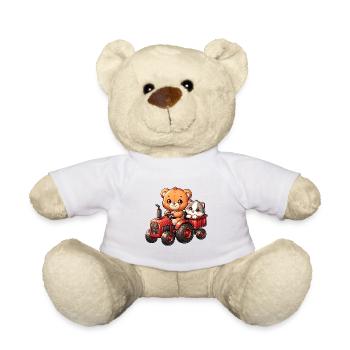 Teddy comme le Père Noël et le petit chaton - Nounours - blanc - Devant