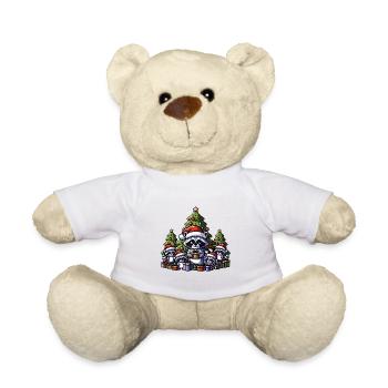 Raccoon family with Christmas tree and gifts - Teddy Bear - white - Front