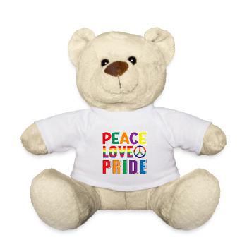 Paix Amour fierté LGBT - Nounours - blanc - Devant