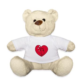 Coeur Anniversaire Cadeau Chat Enfants Bébé Noël - Nounours - blanc - Devant