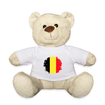 Drapeau de la Belgique Drapeau belge Vintage Look vieilli - Nounours - blanc - Devant