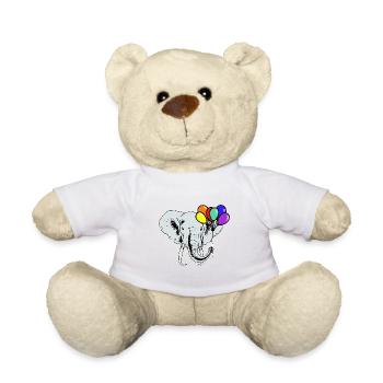 Arc-en-ciel Arc-en-ciel Drapeau éléphant LGBT Gay Pride - Nounours - blanc - Devant