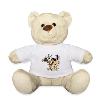 Dessin animé drôle de pose de caca de chien et d’humour de chiot - Nounours - blanc - Devant