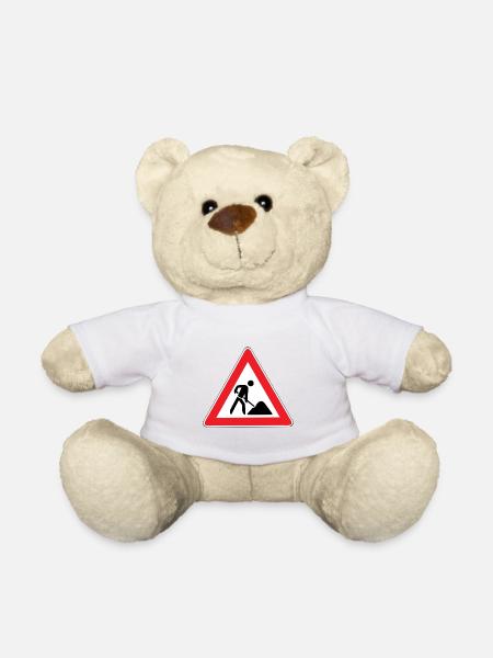 Road sign driving license working build - Teddy Bear - white
