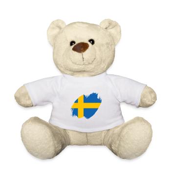 Suède Drapeau Scandinavie Drapeau suédois - Nounours - blanc - Devant