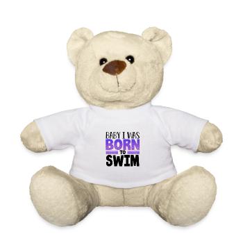 Cadeau de nageur Bébé je suis né pour nager Cadeau pour - Nounours - blanc - Devant