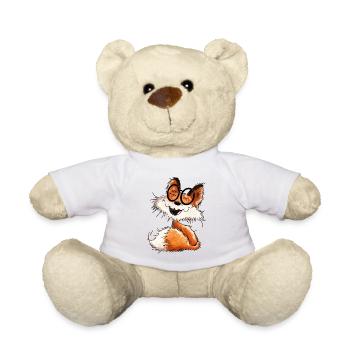 mignon petit renard avec des lunettes - Fox - Nounours - blanc - Devant
