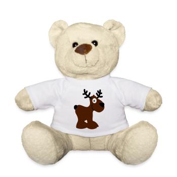 Elch Karibu Rentier Reh schnee Hirsch Weihnachten - Teddy - Weiß - Vorne