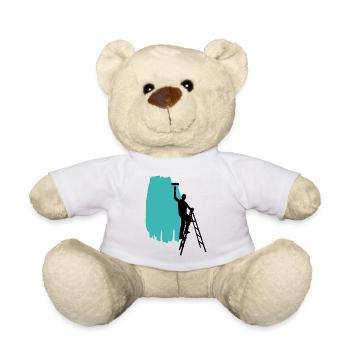 Maler- Painting Background türkis - Teddy - Weiß - Vorne