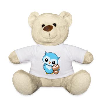 Eulen Geschwister - Niedliche Eule Geschenk Kawaii - Teddy - Weiß - Vorne