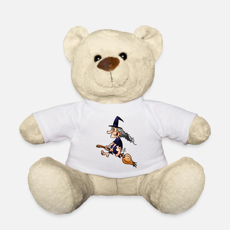 Sorcière sur un balai - Nounours - blanc