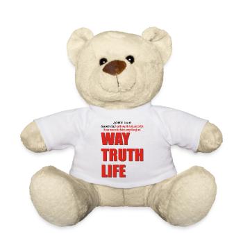 WAY TRUTH LIFE ~ John 14:6 - Teddy Bear - white - Front