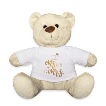 Wedding Bachelorette Party - From Ms. to Mrs. - Teddy Bear - white - Front