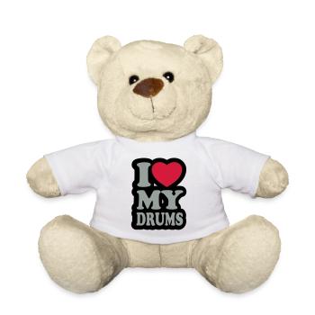 I love my drums - Ich liebe meine Trommeln - Teddy - Weiß - Vorne