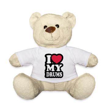 I love my drums - Ich liebe meine Trommeln - Teddy - Weiß - Vorne