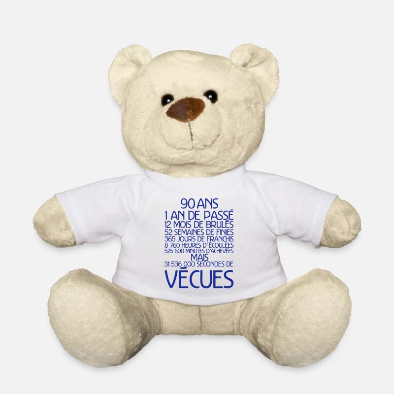 90 ans temps vecu anniversaire - Nounours - blanc