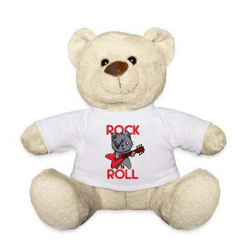 Rock Katze mit roter E-Gitarre - Teddy - Weiß - Vorne