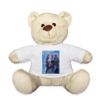 flatcoated retriever - aquarelle - Nounours - blanc - Devant