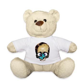 Totenkopf blauer Schmetterling / skull butterfly - Teddy - Weiß - Vorne