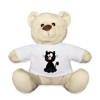 Schwarze Katze - Teddy - Weiß - Vorne