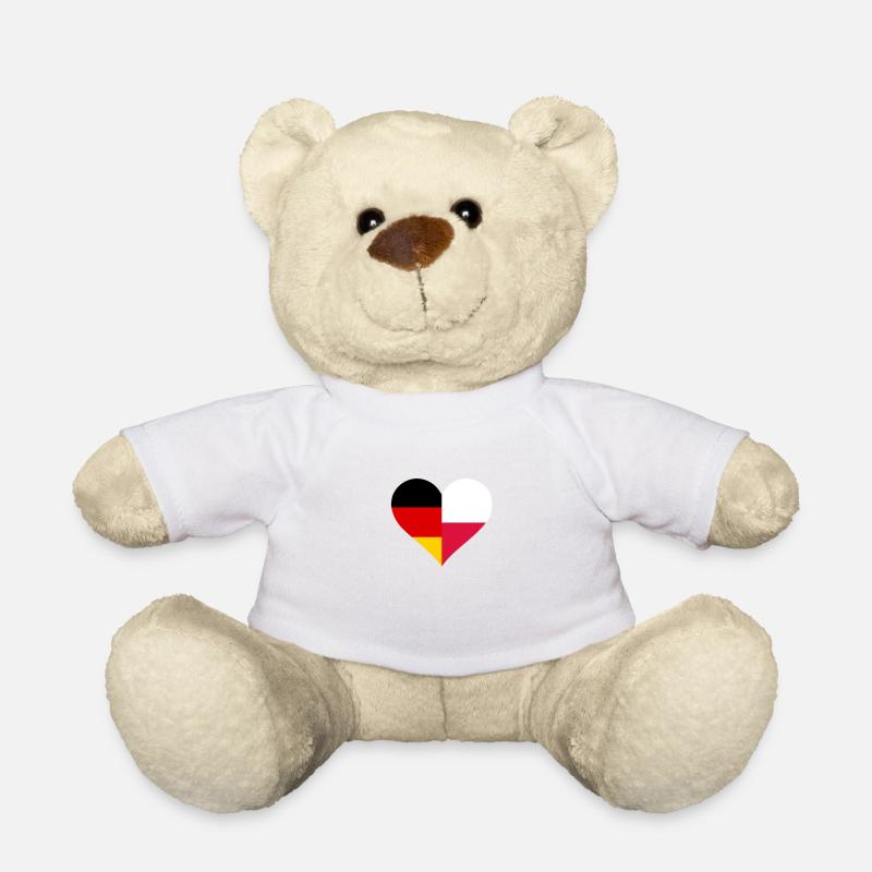 Deutschland + Polen Herz - Teddy - Weiß
